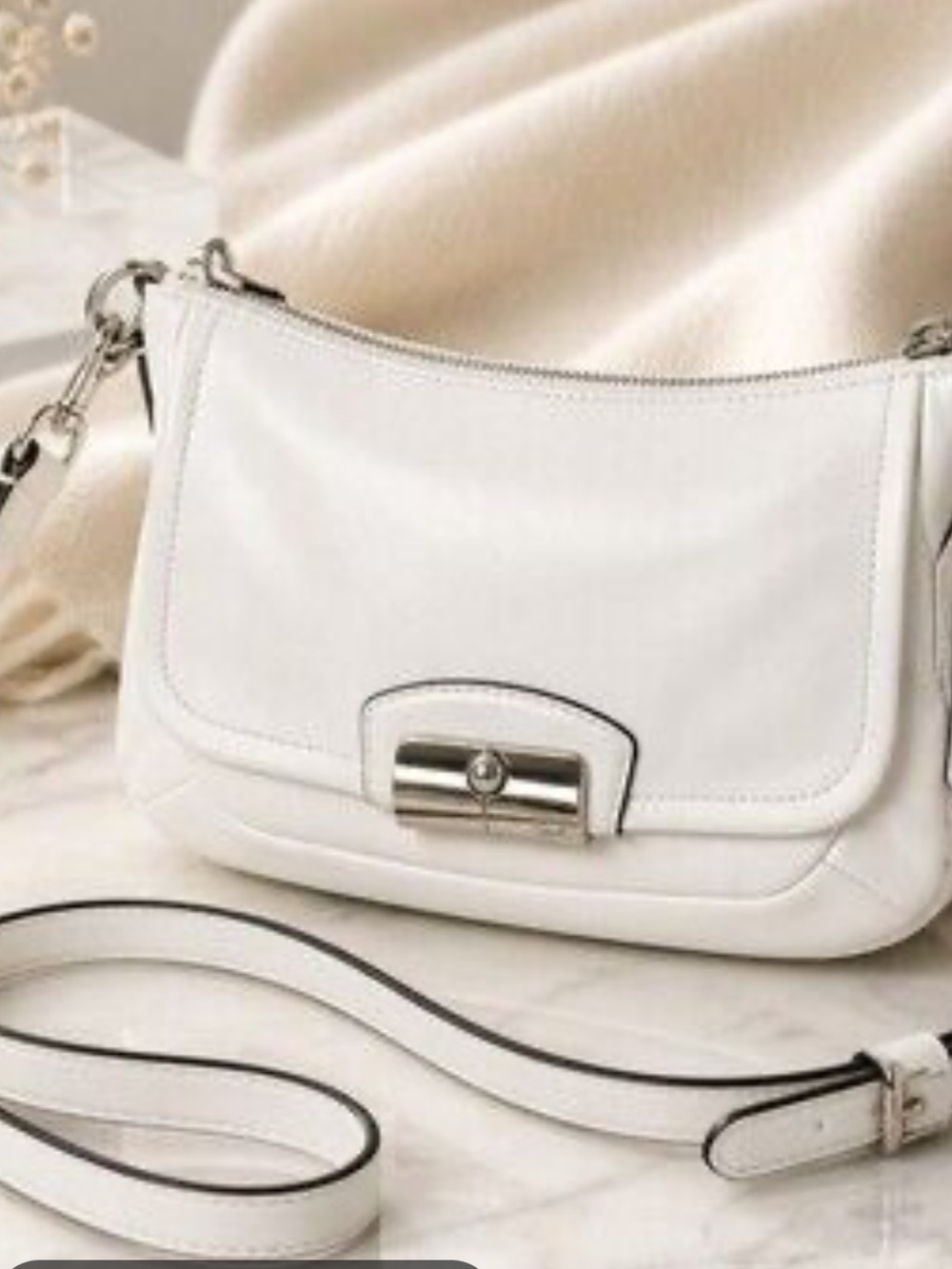 Coach Kristin Ivory Leather Hobo Shoulder Bag Convertible Crossbody NWOT